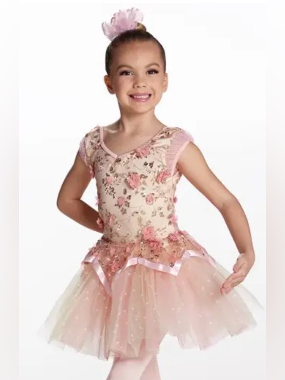 Weissman girls dance recital costume light pink, gold and cream size small child